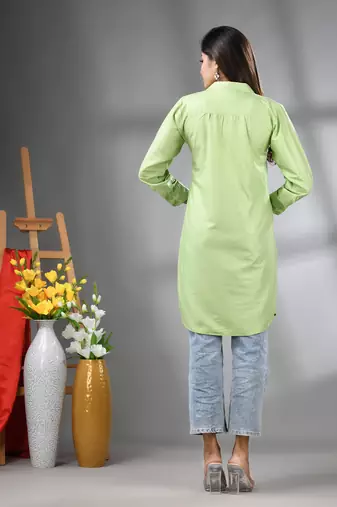 Light green solid rayon pathani kurta
