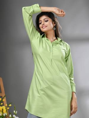 Light green solid rayon pathani kurta 4