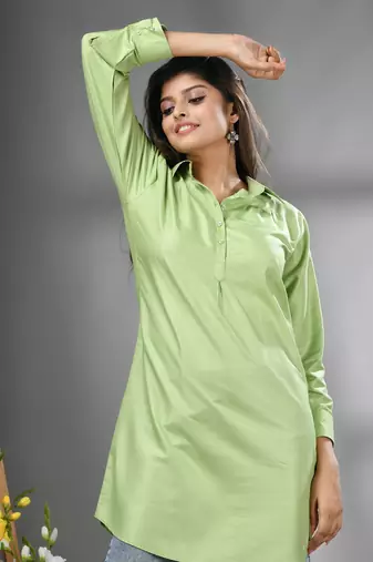Light green solid rayon pathani kurta