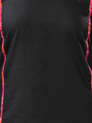 Black solid cotton a-line kurta 5