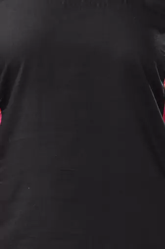 Black solid cotton a-line kurta
