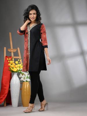 Black ajrak printed cotton stright kurta with gota patti lace 2