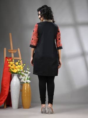 Black ajrak printed cotton stright kurta with gota patti lace 3