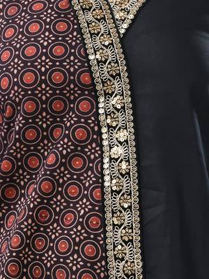 Black ajrak printed cotton stright kurta with gota patti lace 5
