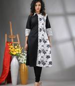 Black and white cotton a-line kurta