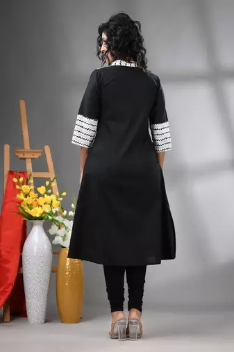 Black and white cotton a-line kurta