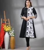 Black and white cotton a-line kurta