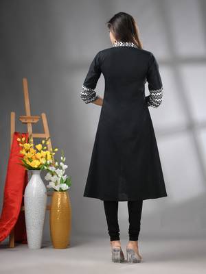 Black and white cotton a-line kurta 3