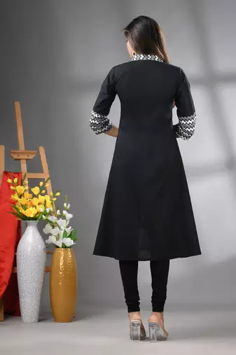 Black and white cotton a-line kurta