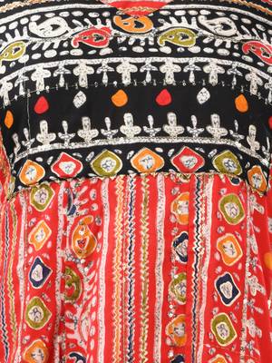 Red rayon printed a-line kurta with sequence work 5