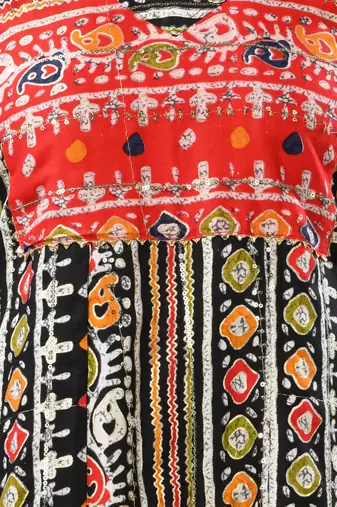 Black rayon printed a-line kurta with sequence work