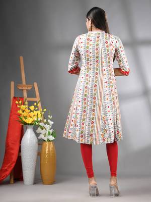 White rayon printed a-line kurta with sequence work 3