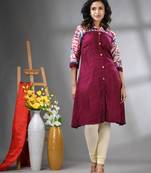 Magenta rayon solid a-line kurta