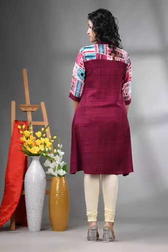 Magenta rayon solid a-line kurta
