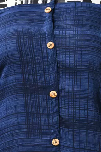 Navy blue rayon solid a-line kurta