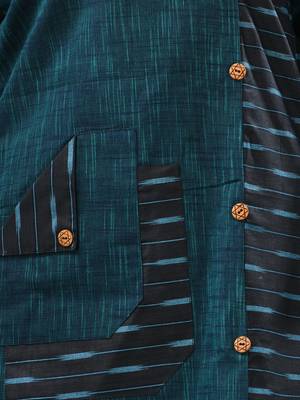 Teal cotton printed straight kurta 5