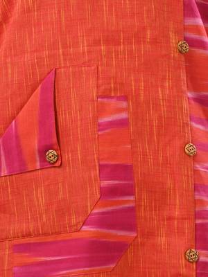 Orange cotton printed straight kurta 5