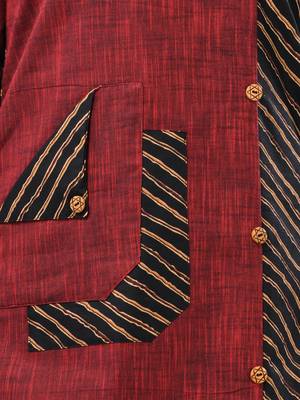 Maroon cotton printed straight kurta 5