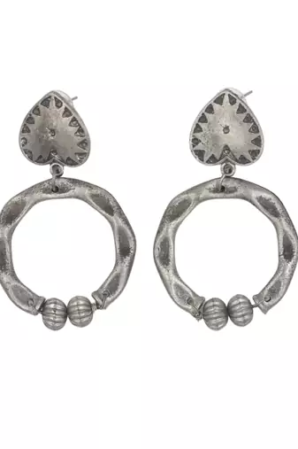 Oxidised silver-plated loop designer earrings for women