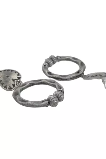 Oxidised silver-plated loop designer earrings for women