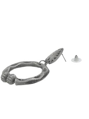 Oxidised silver-plated loop designer earrings for women 5