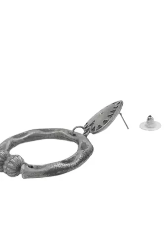 Oxidised silver-plated loop designer earrings for women