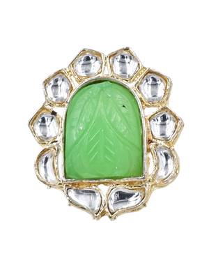Chic mint carving stone stud earrings with light gold plating for women 5