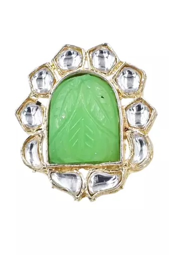 Chic mint carving stone stud earrings with light gold plating for women