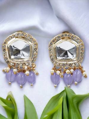 Purple drop gold-plated stud earrings for women 1