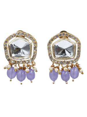 Purple drop gold-plated stud earrings for women 2