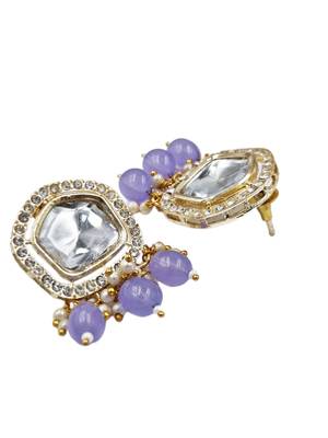 Purple drop gold-plated stud earrings for women 3