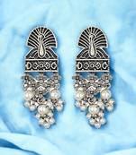 Silver-plated oxidised contemporary drop earrings