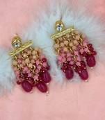 Pink cluster beads drop kundan dangle earring for women er 101 mlt 95
