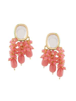 Pink cluster beaded ethnic drop earring for women er 110 pk 160 2