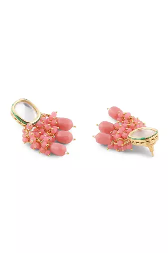 Pink cluster beaded ethnic drop earring for women er 110 pk 160