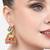Pink stone & cluster beads & pearl drops ethnic jhumki earring for women er 111 mlt 240