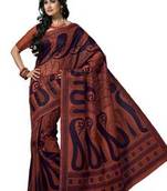 brown Color Cotton Saree With blouse