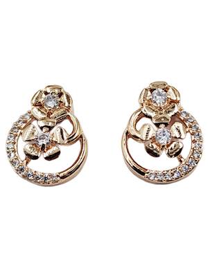 Rose gold plated designer cz stone stud earrings for women 1