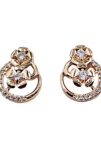 Rose gold plated designer cz stone stud earrings for women