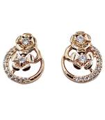 Rose gold plated designer cz stone stud earrings for women
