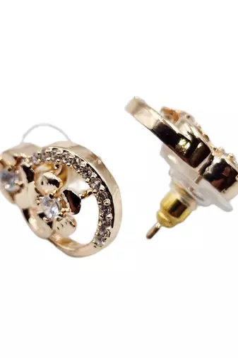 Rose gold plated designer cz stone stud earrings for women