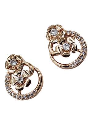 Rose gold plated designer cz stone stud earrings for women 4