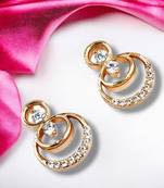 Rose gold plated brass cz stone stud earrings for women