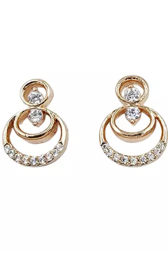 Rose gold plated brass cz stone stud earrings for women