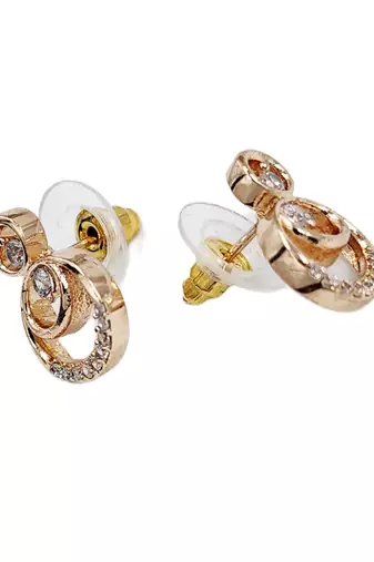 Rose gold plated brass cz stone stud earrings for women