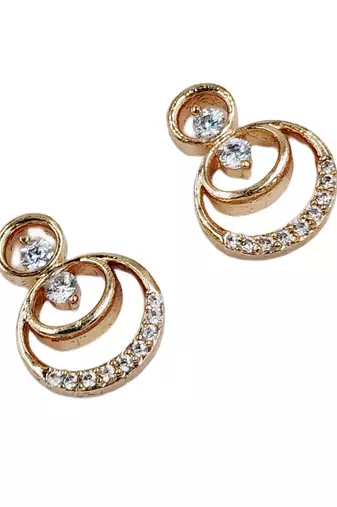 Rose gold plated brass cz stone stud earrings for women