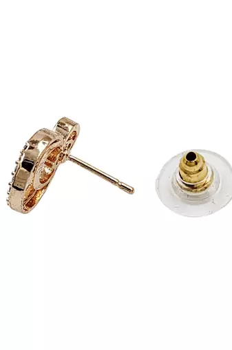 Rose gold plated brass cz stone stud earrings for women