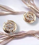 Rose gold plated designer round cz stone stud earrings for women