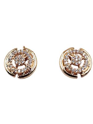 Rose gold plated designer round cz stone stud earrings for women 2