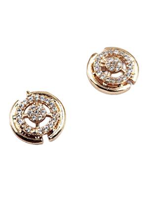 Rose gold plated designer round cz stone stud earrings for women 5